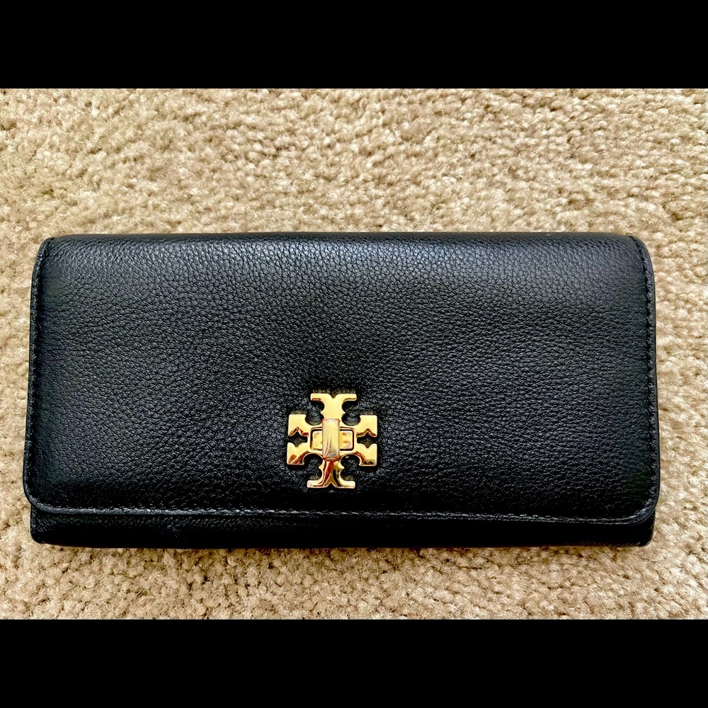 Tory Burch large wallet, navy blue (almost looks black)